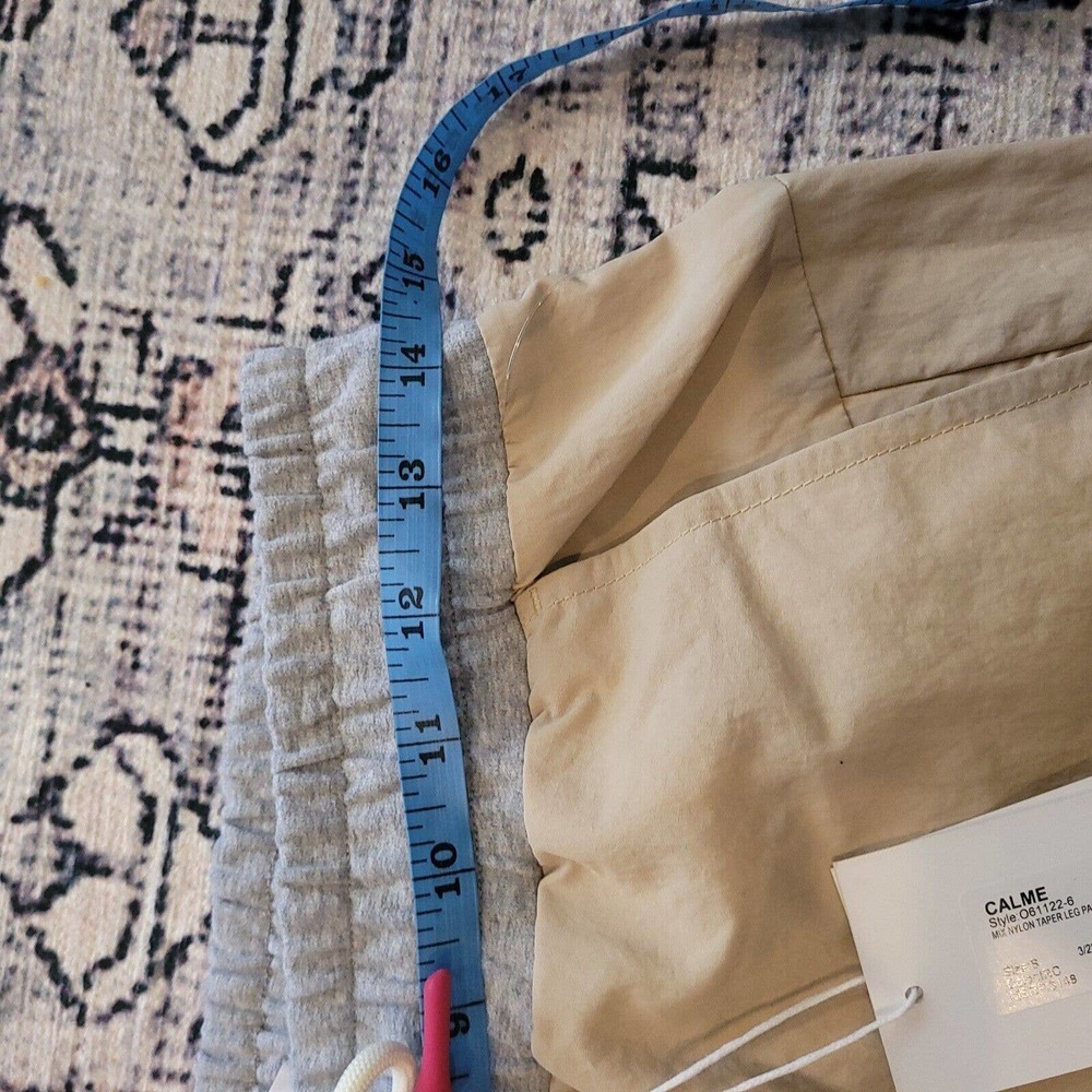 NWT Calme Johnny Was S Mix‎ Nylon Taper Leg Pant Tan 100475 - Picture 5 of 8